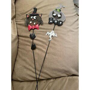 Vintage Cat & Ghost Halloween Lawn Signs